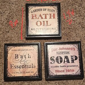 Vintage Bath Accessories Wall Art Set